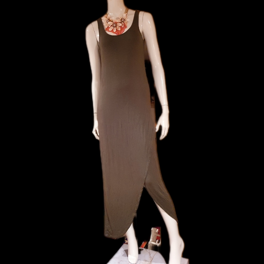 Emerald green maxi dress.  Stretchy material, very flattering